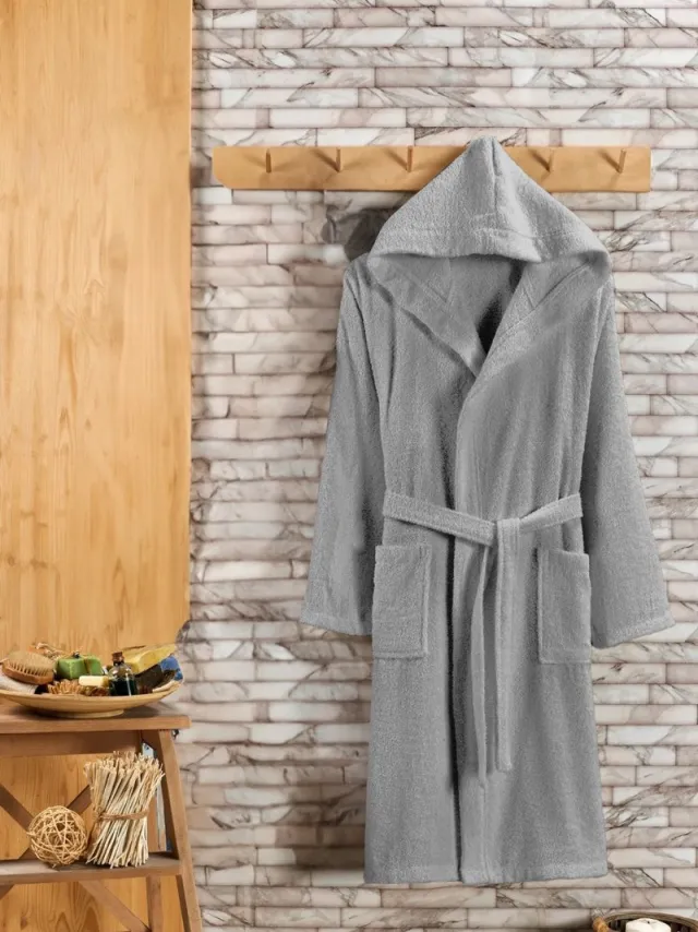 Nestly Dames Heren - Sauna - Ochtendjas - Grijs - Badstof - Wellness - Valt