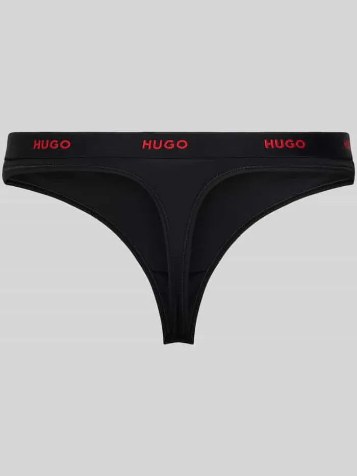 String van katoenmix, model 'HUGO ID THONG' zwart, foto 3