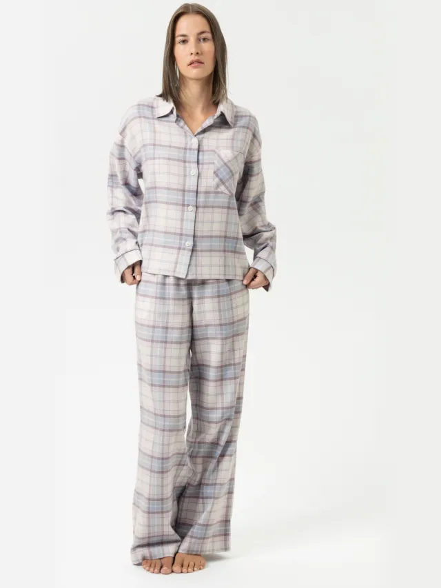 Mey Flanellen pyjama Serie Winter Sleep Powder Blue blauw