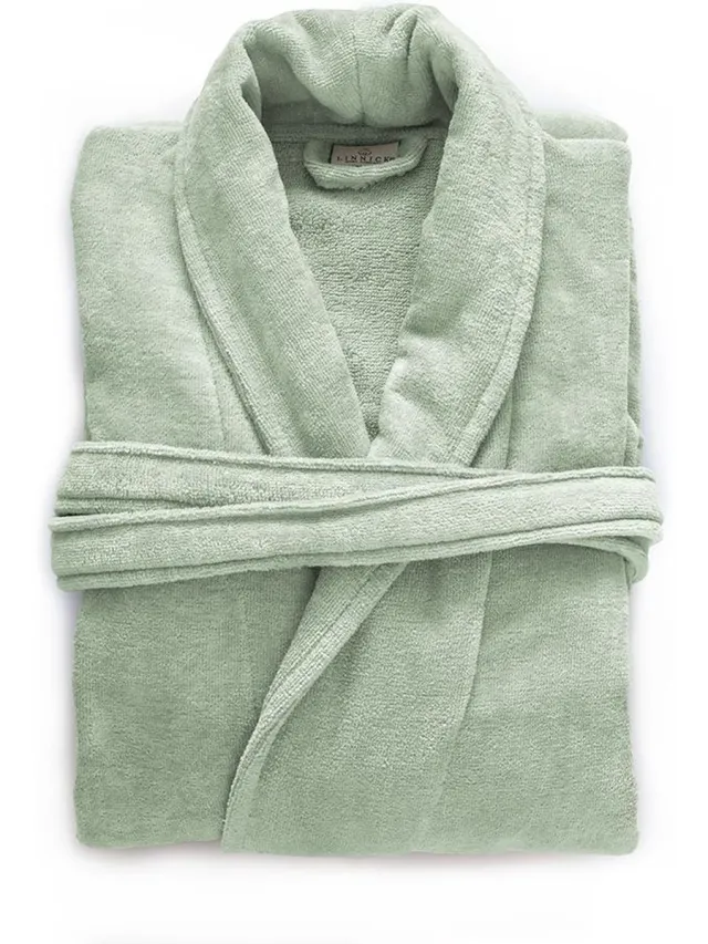 LINNICK Pure Badjas Velours - 100% Katoen - Soft Green - Badjas Dames - Badjas Heren Mint