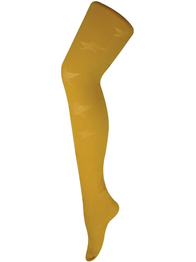 Sock Snob Dames80 denier ondoorzichtig patroon panty's - Star Mosterd Mosterdgeel