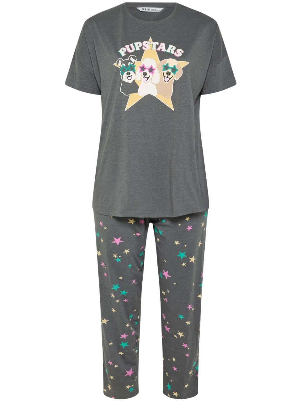 Yours Charcoal Grey Pupstars Pyjamaset-56, foto 4