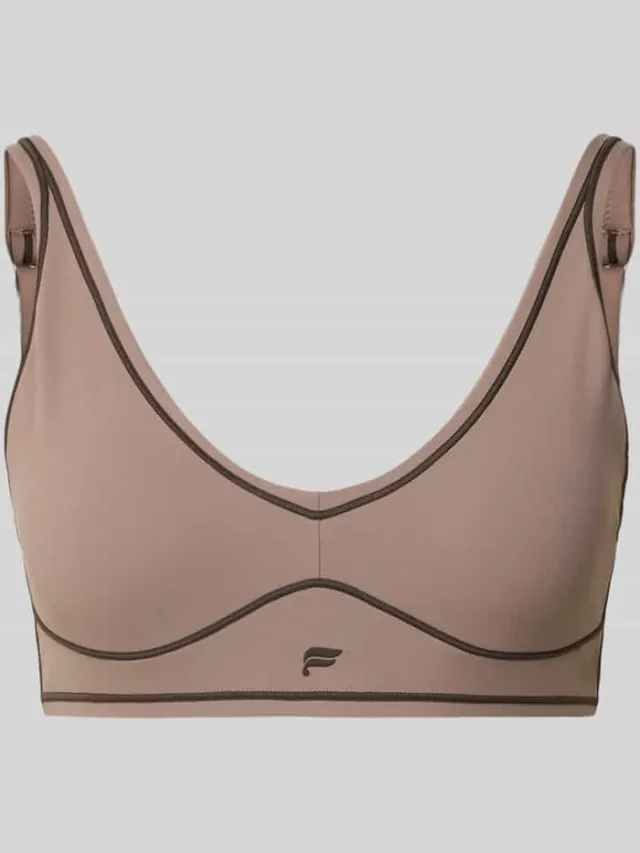 Fabletics Slim Fit sport bh met logodetail model 'PURELUXE' Taupe