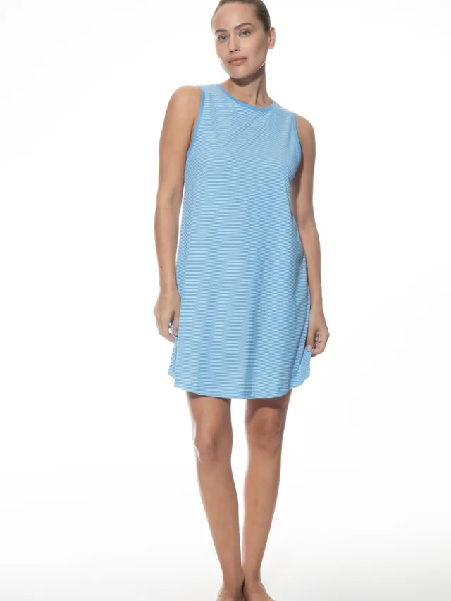 Mey Nachthemd zonder mouwen Serie Small Stripes Summer Blue blauw
