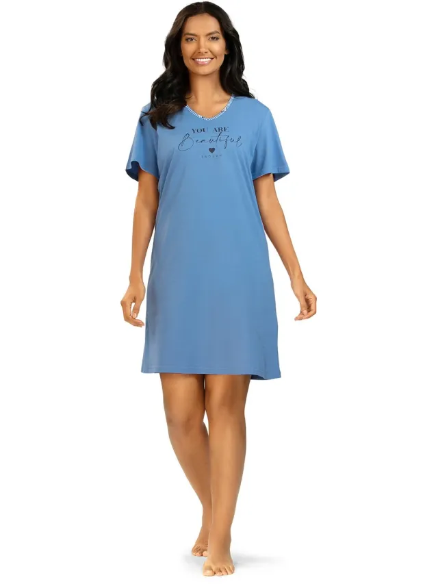 Comtessa Dames Nachthemd 'Beautiful' Blauw