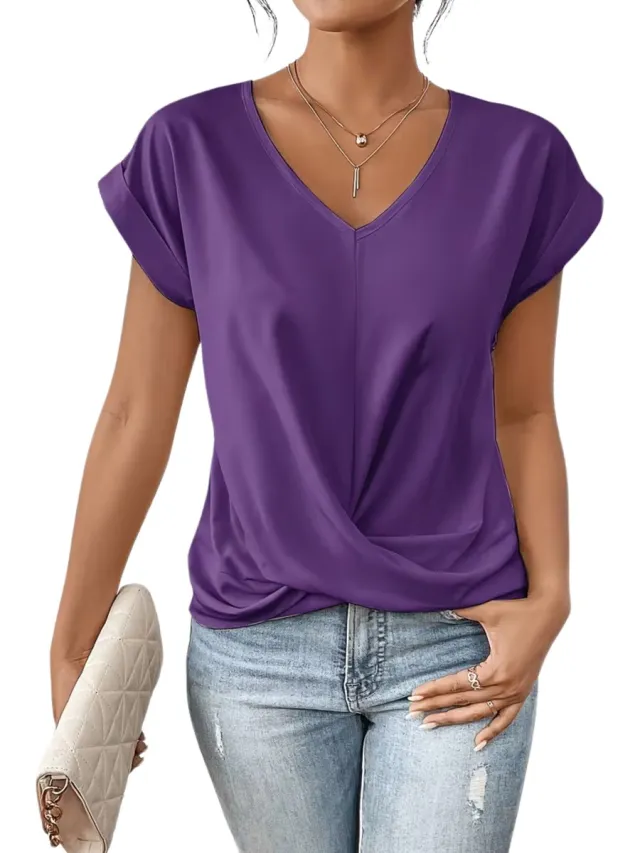 Currero Topje Dames - Top Kleding - Shirt - Blouse - Kort - Volwassen - Violet blauw