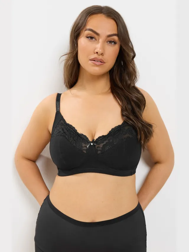Yours Katoenen Bh Zonder Beugel Met Kant Detail In Zwart Bestsellersize Black