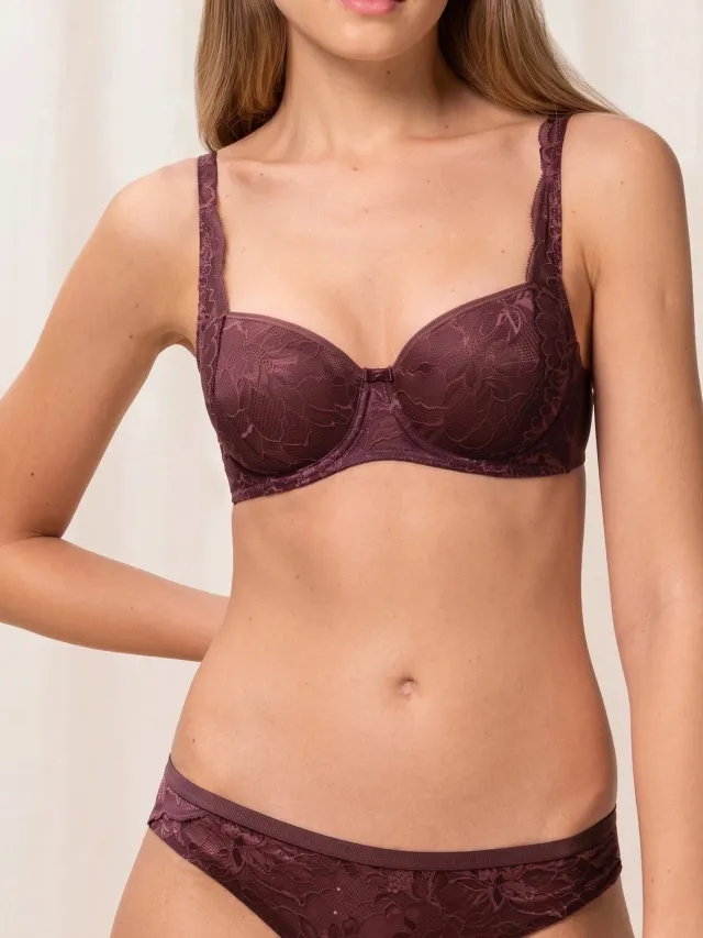 Triumph BH Amourette Charm T WHP02 - Decadent Chocolate - kanten Beugel bh voorgevormd - 80C - Bordeaux