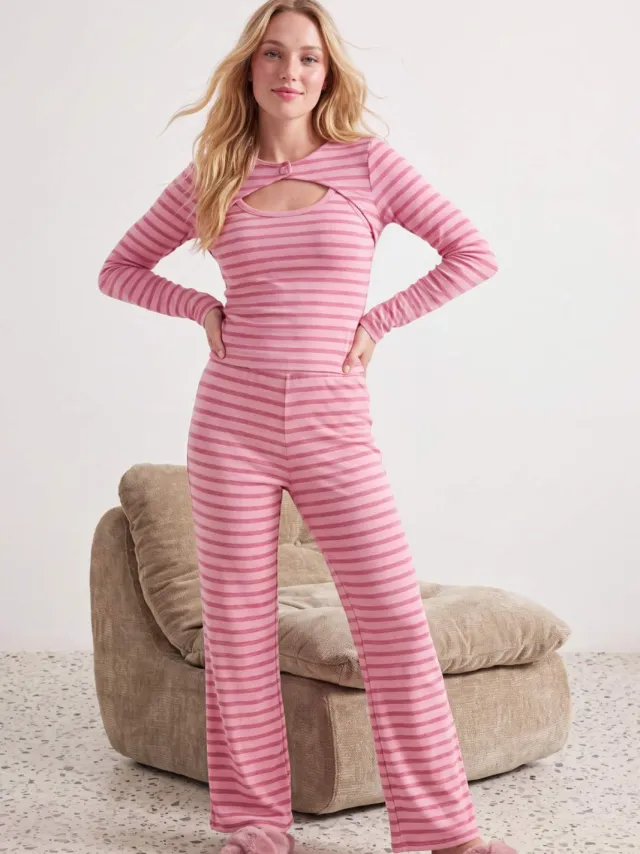Trendyol TRENDYOLMİLLA Dames 2-pack Roze Effen Lang Loungewear Regular fit Pyjama- Sets, foto 2