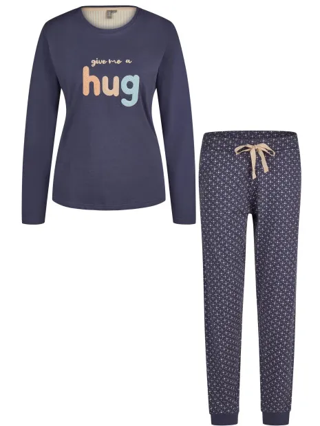 By Louise Dames pyjama set jersey katoen hug Blauw
