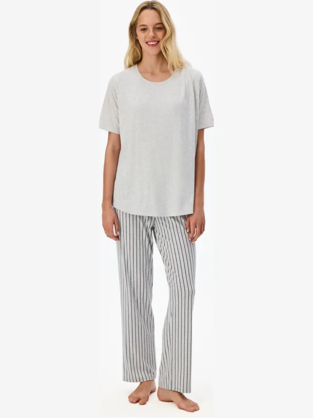 Penti Melange Mama Comfortabele gestreepte pyjamaset met korte mouwen Veelkleurig