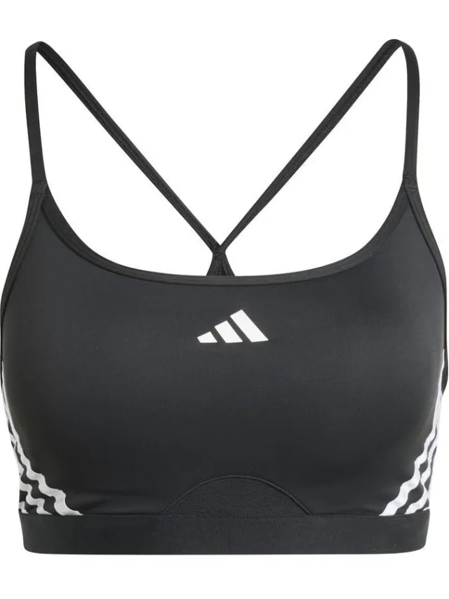 Adidas AeroReact 3-Stripes sportbeha zwart
