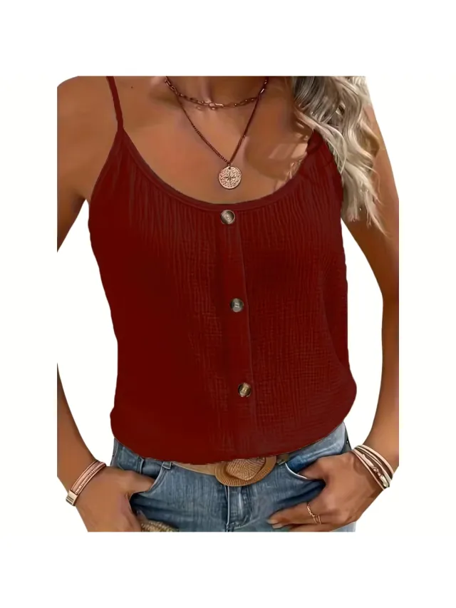 Currero Topje Dames - Top Kleding - Shirt - Blouse - Kort - Volwassen - Bordeauxrood Claret