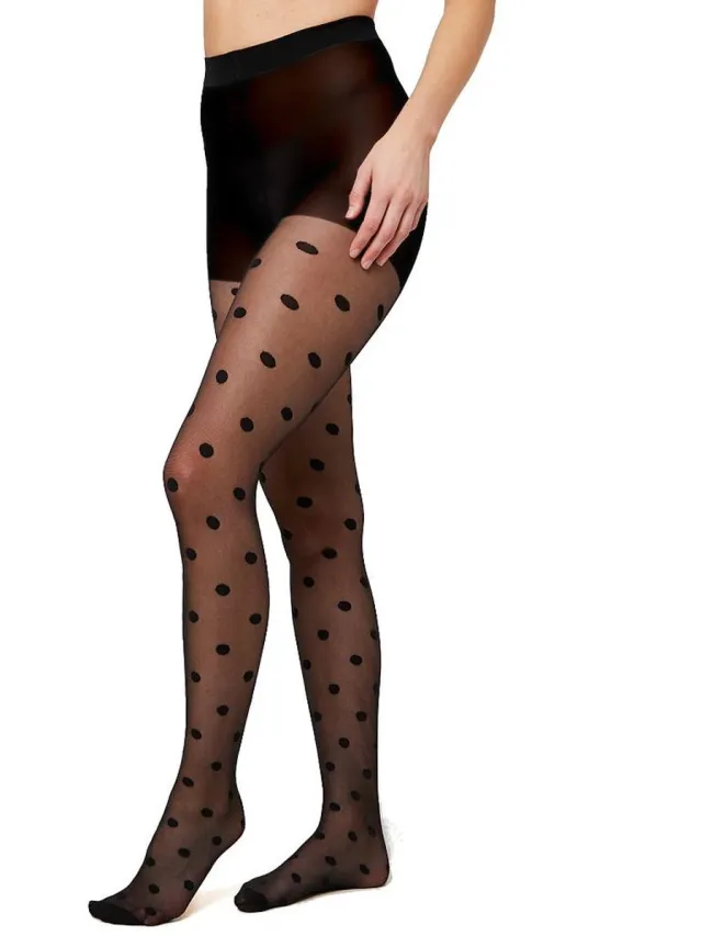 Caresse panty Polka Dots 40 zwart