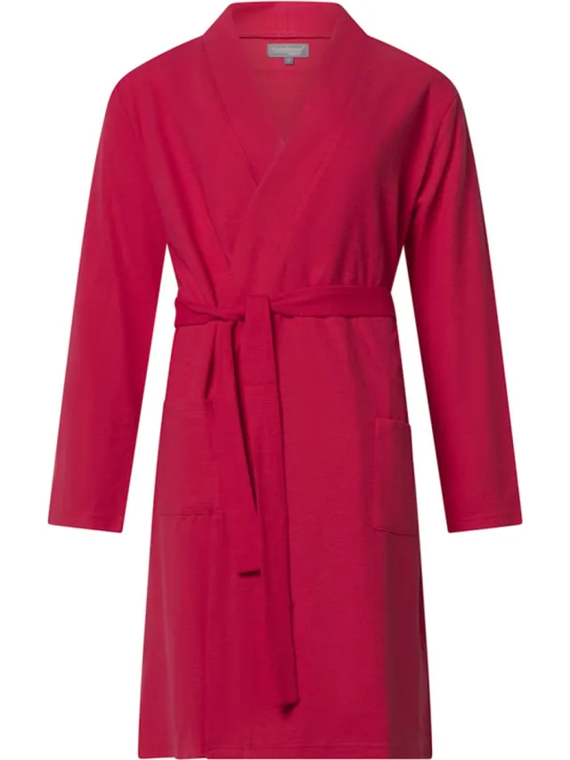 Cocodream Quality Cocodream - dames badjas 626605 - wafelstructuur - sauna badjas - Cherry Cherry, rood