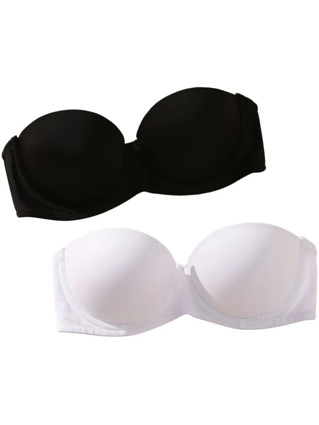 Currero BH Zonder Beugel - Strapless - Zonder Bandjes - Met Voorsluiting - Push-up Bh's - Comfort Beha - Comfortabel - Grote Sluiting - Veelkleurig - Cupmaat