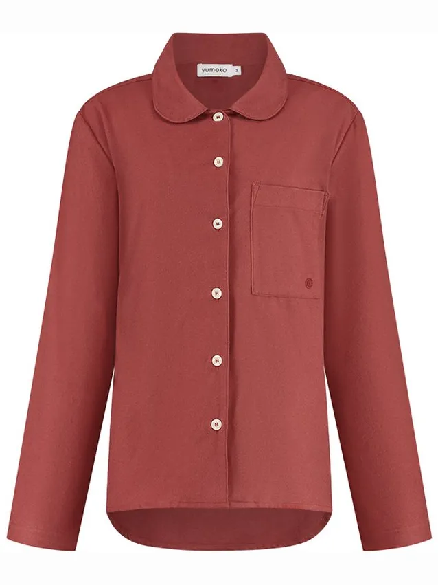 Yumeko pyjamashirt dames flanel fluweel rood m Red Velvet
