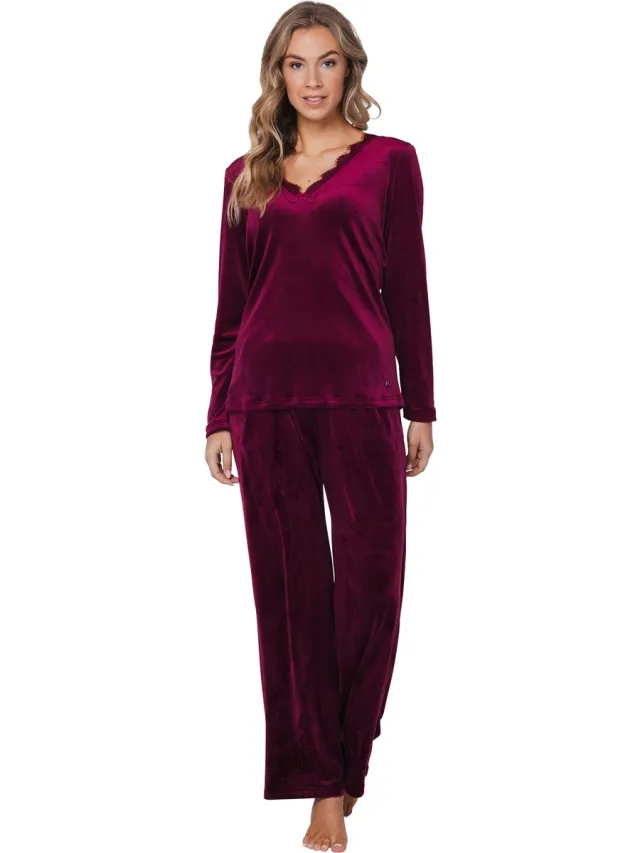 Pastunette Premium - Huispak/Pyjama - Burgundy Dream - Velours - Bordeaux Rood