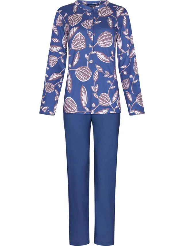 Pastunette Blauwe dames pyjama met knopen - Blauw - Maat - 46