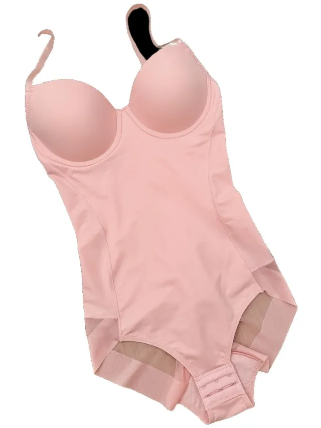 Currero Bodysuit Dames - Shapewear - Bodystocking - Corrigerende Body - Ingebouwde BH - Vormgevend & Afslankend Effect - Roze