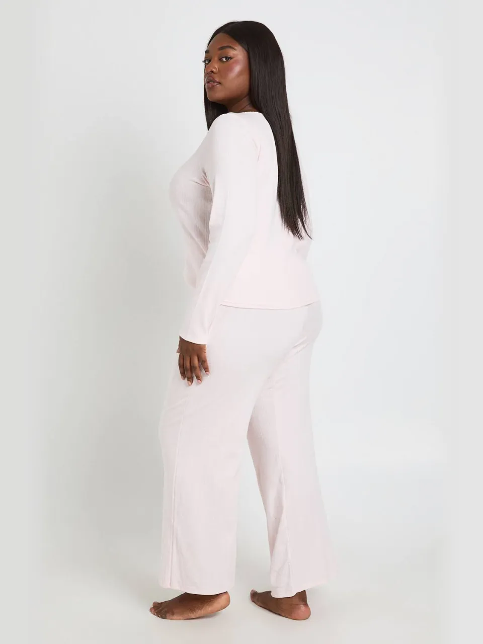 boohoo Dames Plus Pointelle Pyjamabroek baby roze, foto 2