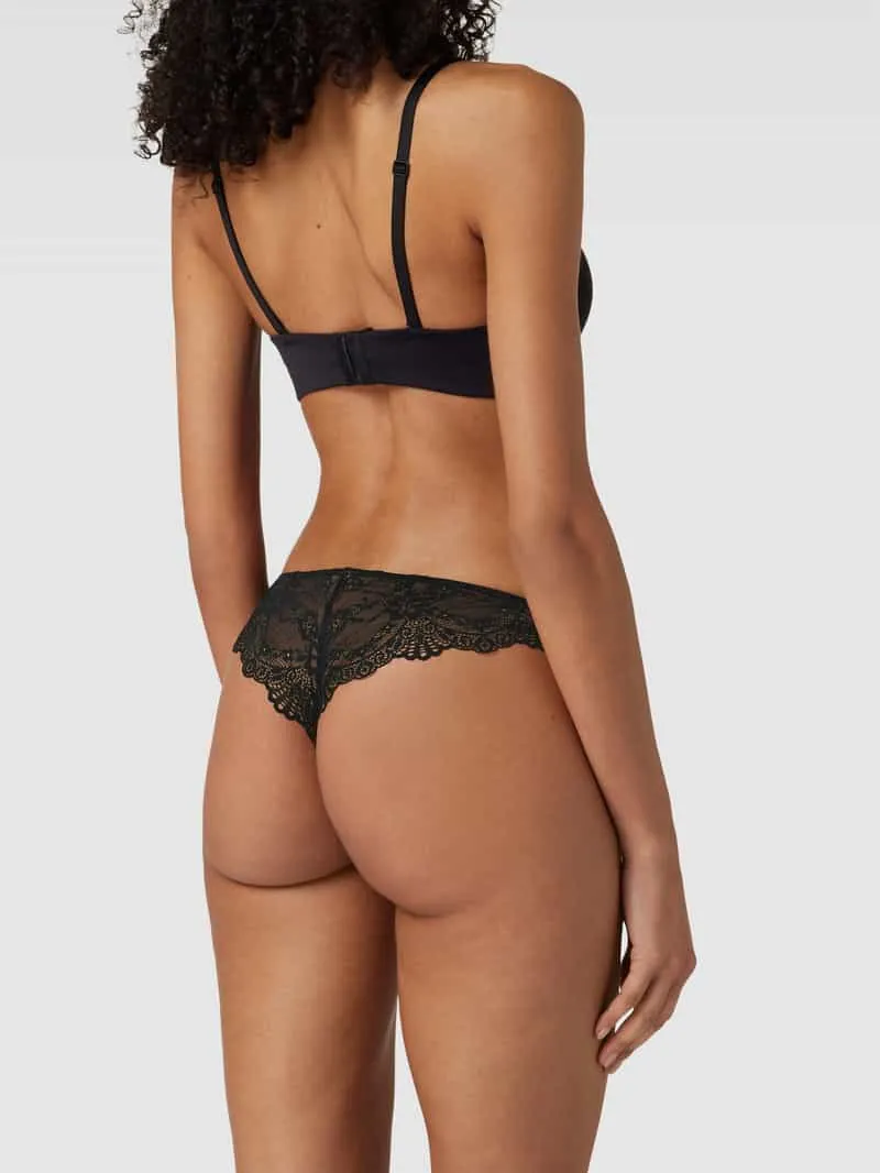 Lascana String met kant, model 'Melissa' zwart, foto 3