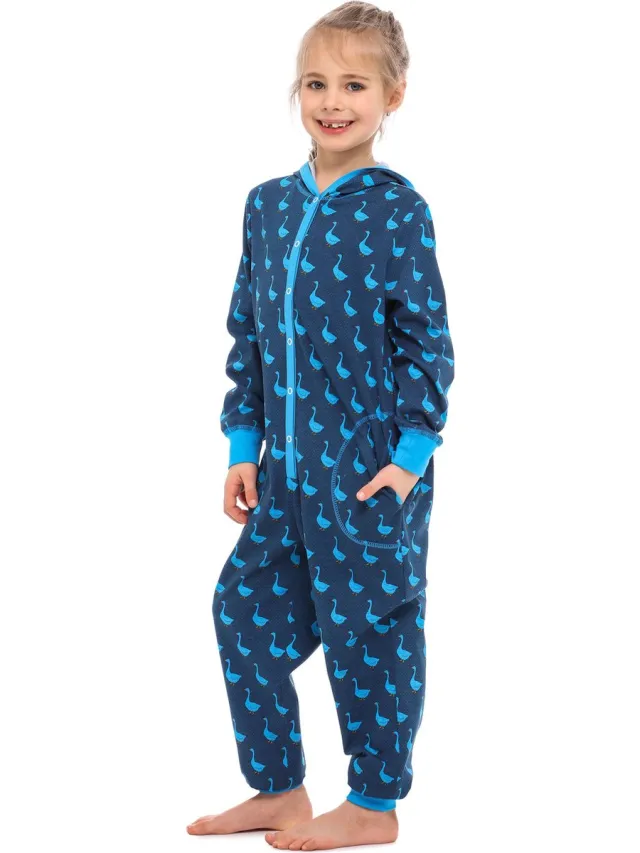 Merry Style Kinder Pyjama - ronde hals - lange mouwen - lange broek met zakken - Katoen - MS-MS10-223-PJ - Blau Gans - 122-128