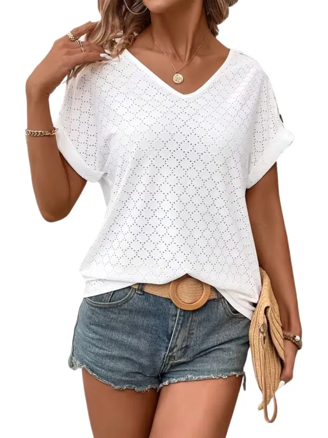 Currero Topje Dames - Top Kleding - Shirt - Blouse - Kort - Volwassen - Wit