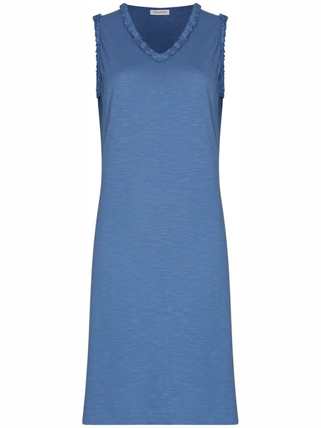 Pastunette Nachthemd - Stone Blue - Katoen - Blauw - Mouwloos