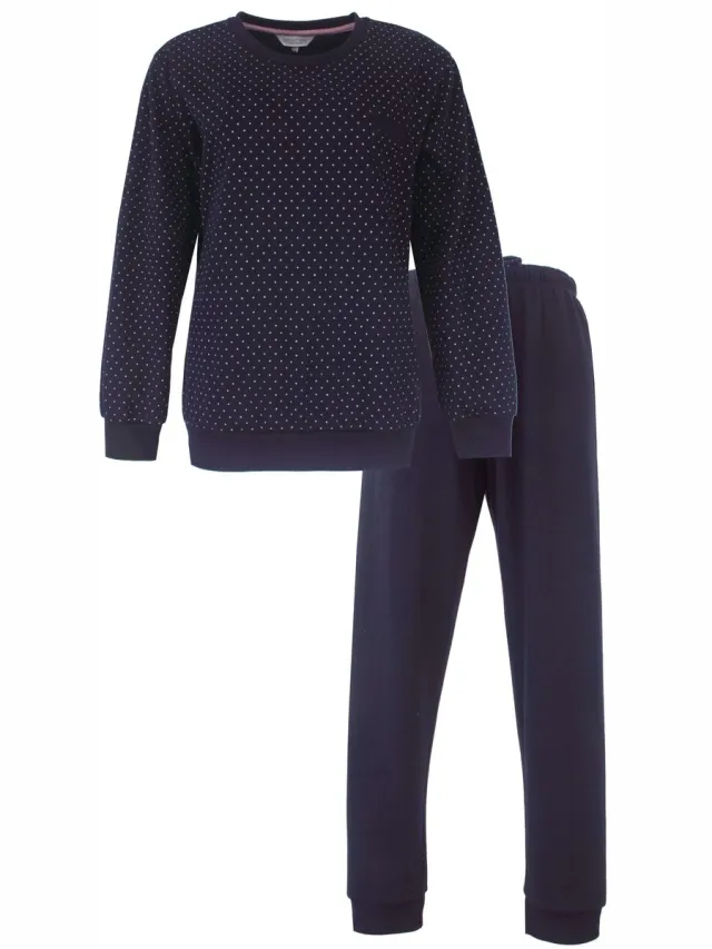 Tenderness Dames Pyjama - Fleece - Lange Mouwen - Donker Blauw Donkerblauw