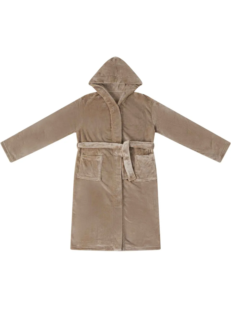 vidaXL Badjas Hoodie Camel S Flanel, foto 2