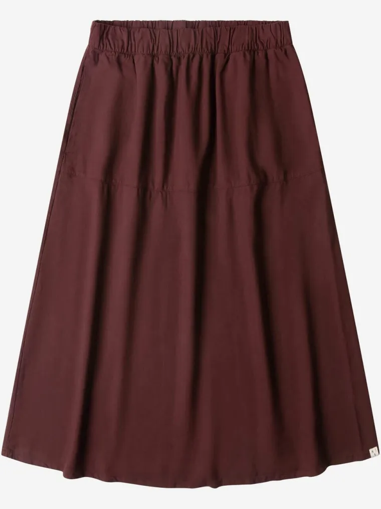 MATONA dames vegan Rok Ruffled Midi Bordeaux, foto 2