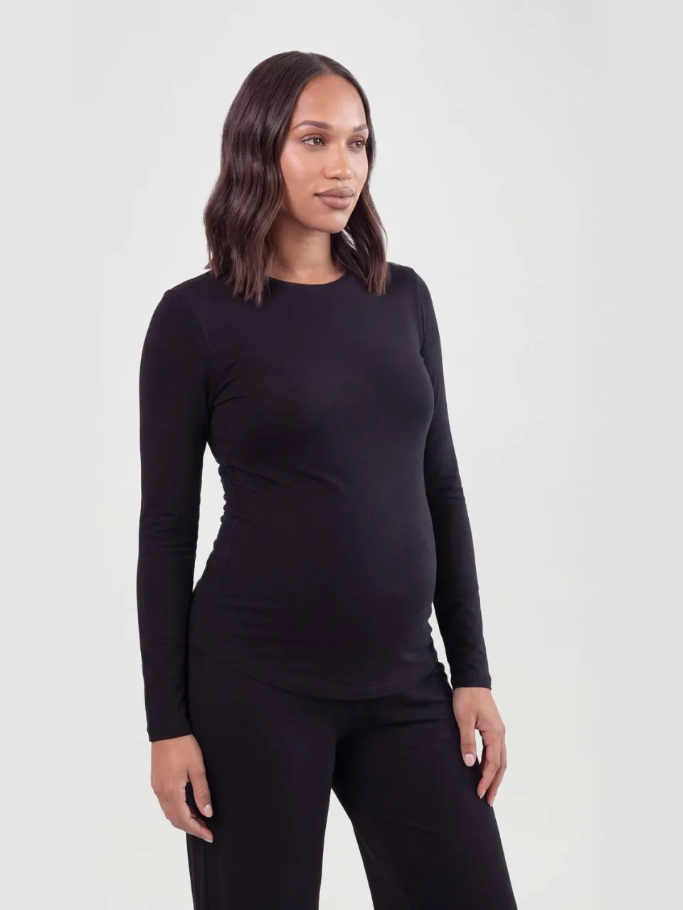 boohoo Dames Zwangerschaps Super Zachte Basic Lange Mouw & Broek Loungeset zwart, foto 2