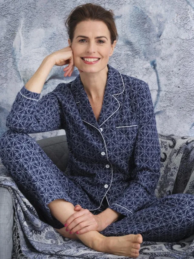 Pastunette Dames Pyjama set Kim - Blauw - Flanel - Katoen