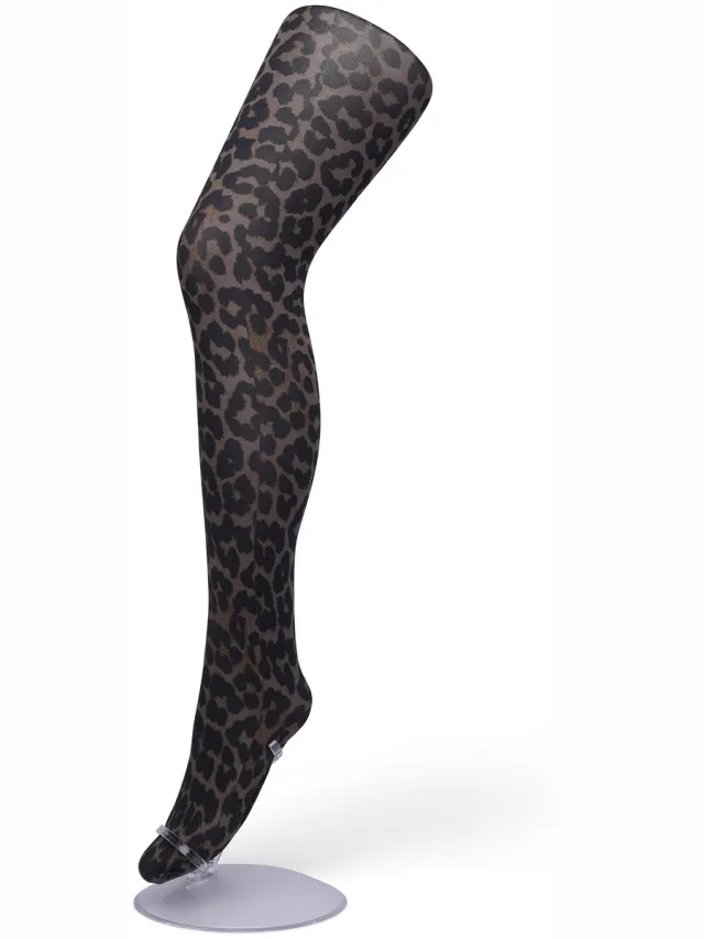 Bonnie Doon Dames Panterprint Panty 50 Denier Bruin - Chique Panty - Leopard Dessin - Brede Boord - Comfort - Panter Print - Jaguar - Dieren Print - Jaguar Tights - Feestelijk - Brown - BP211905.161