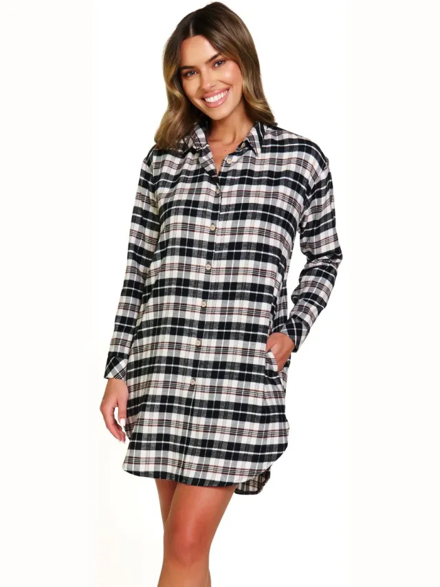 Doctor Nap Flanellen Nachthemd Brownie TM.7336 Wit