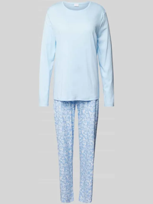 Mey Pyjama met geribde ronde hals blauw, foto 2