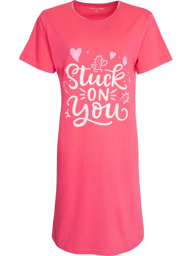 Temptation Dames Nachtmode - Bigshirt - Roze