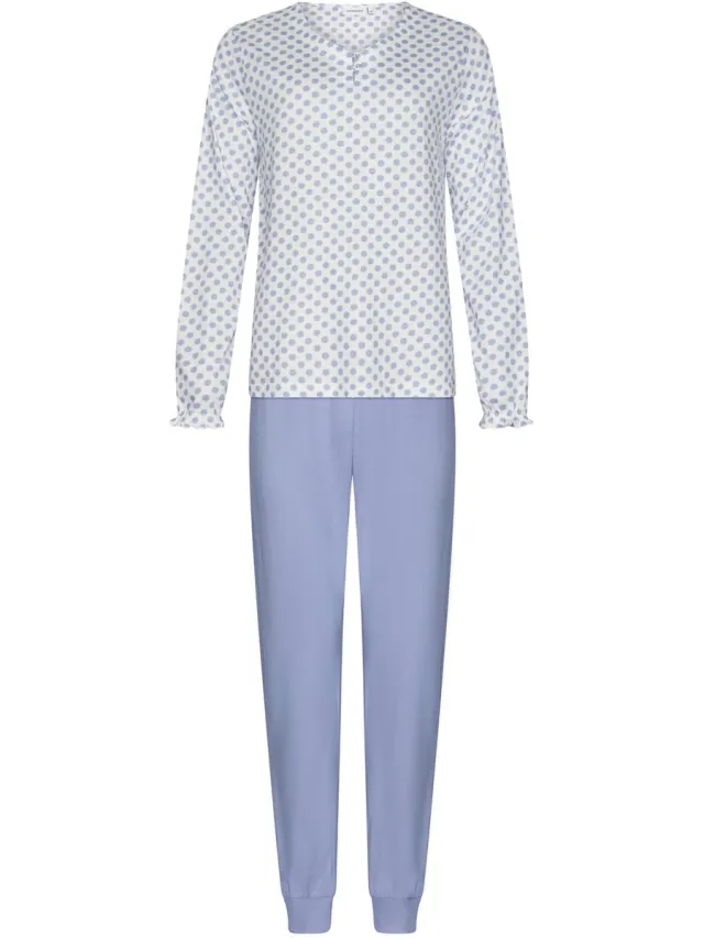 Pastunette Blue Fog - Pyjama - Bio Katoen - Wit/Blauw