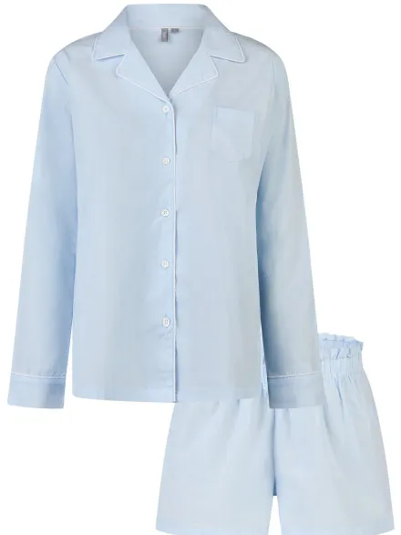 By Louise Dames pyjama set short + blouse gestreept blauw, foto 2