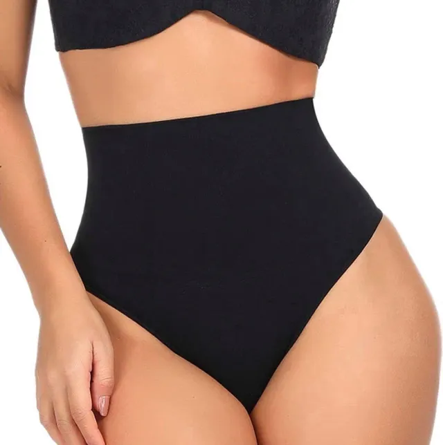 New Age Devi " Zwarte L Taille-Hoge Tummy Control Thong Panty Body Shaper"