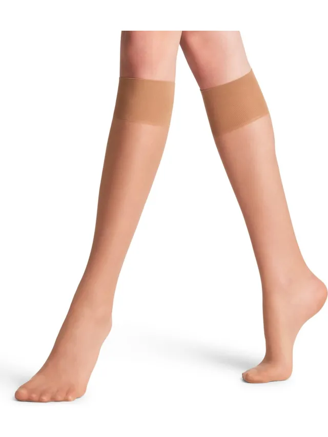 Falke Pure Matt eenkleurig materiaal transparant 20 DEN kniekousen dames transparant-38 beige 4299