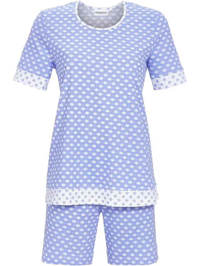 Ringella Katoenen shortama schelpen blauw - Blauw - Maat - 36