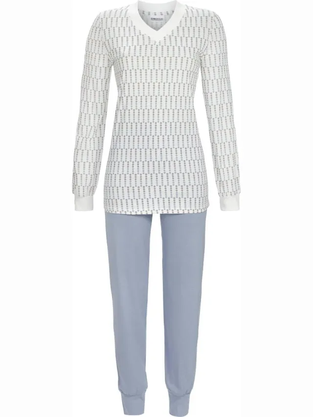Ringella Stippen pyjama warm katoen - Wit - Maat - 50