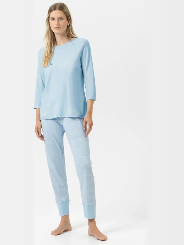 Mey Pyjama Serie Simple Stripes Alice Blue blauw