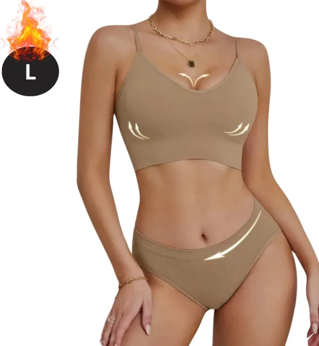 Nivard Lingerie Set Zonder Beugel - Zonder Bandjes - Push-up Bh's - Comfort Beha - Comfortabel - BH - Khaki