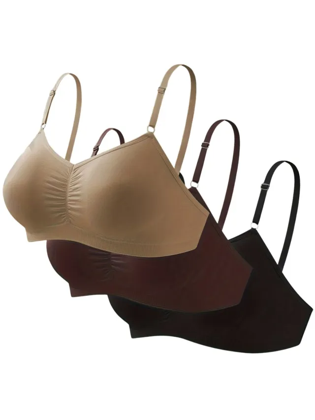 Currero BH Zonder Beugel - Strapless - Zonder Bandjes - Met Voorsluiting - Push-up Bh's - Comfort Beha - Comfortabel - Grote Sluiting - Kaki + Bruin + Zwart