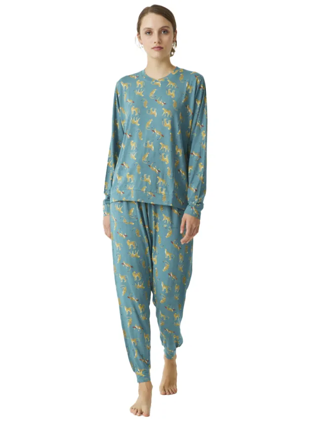 J and J Brothers Lange Mouw Pyjama JJBDP0600 vrouw Blauw