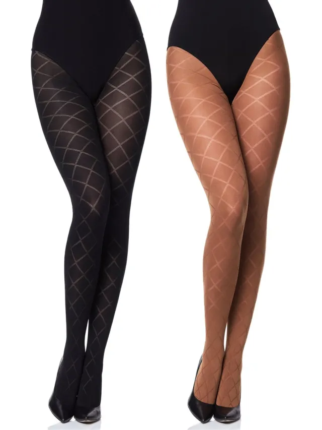 Merry Style Dames Panty 2 Pack - 60 DEN- 3D-technologie - Polyamide – Zwart/Cappuccino – L - MS-GB-328-2B