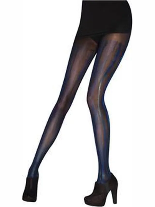 Pretty Polly Panty - Fashion - Wetlook - zwart blauwe - verfstrepen - One Size - 36/42 - Zwart/Mix Zwart/blauw